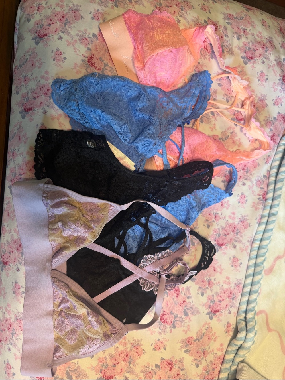 Victoria secret pink Lace Bralette Set - Pink, Blue, Black, Lilac